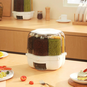 6-Gird Round Cereal Dispenser with Buttons - White by Kidkid