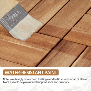 Pack of 27 Interlocking Deck Tiles Waterproof Acacia Wood - Wood by Yaheetech