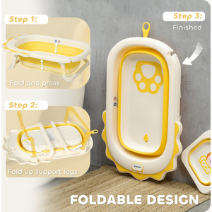 AIYAPLAY Foldable Baby Bath Tub Set with Bath Cushion Wash Basin - Yellow by AIYAPLAY