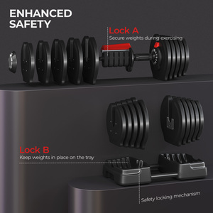 2 In 1 Quick Adjust Dumbbell Weight Set with Anti Slip Handle - Black by Yaheetech