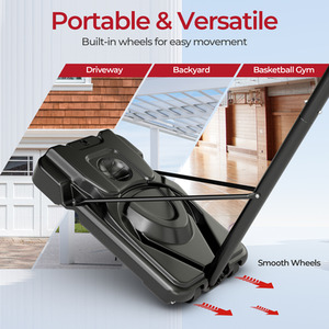 5.5-10FT Portable Basketball Hoop Basketball Goal System - Black by Costway