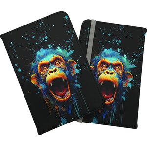 Crazy Monkey face Splashart Passport Cover - Blue by Warren Reed - Designer
