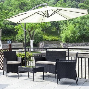 4 Seater Rattan Garden Corner Sofa Set - Black by Alivio