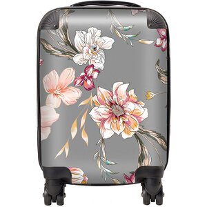 Peony, Lily, Tulip, Daisy Colorful On Grey Background Suitcase - Grey / 29l by Warren Reed - Designer