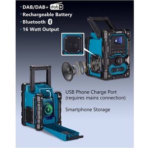 16W Jobsite Rechargeable DAB Radio - Blue by UEME