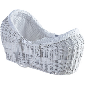 White Dimple Pod Moses Basket with Grey Little Gem Rocking Stand - White by Kinder Valley