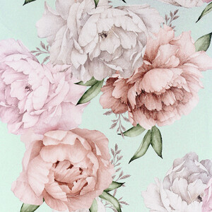 Mixed Peonies Wallpaper - Mint