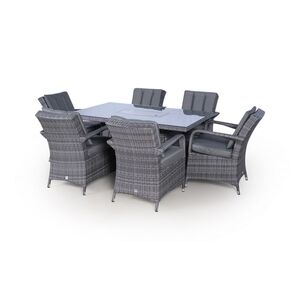 Arizona Fire Pit Square Rattan Patio Dining Set - Grey / 6 by Giardino