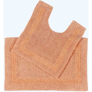Luxury Reversible Cotton Bath Mat Set - Peach by Homescapes