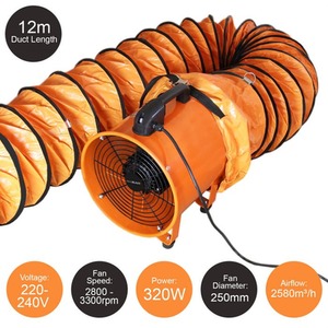MAXBLAST Dust Extractor 250mm 320W with 12m Duct - Orange by Maxblast