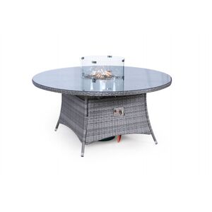 Arizona Fire Pit Round Rattan Patio Dining Set - Grey / 8 by Giardino