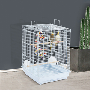 Travel Bird Cage with Open Play Top - White by Yaheetech