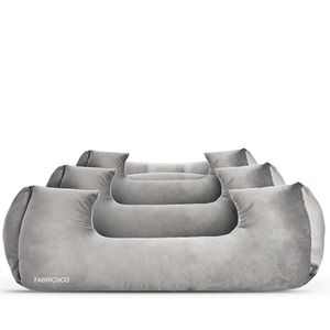 Medium Grey Plush Velvet Dog Bed - Grey by FABRICNCO