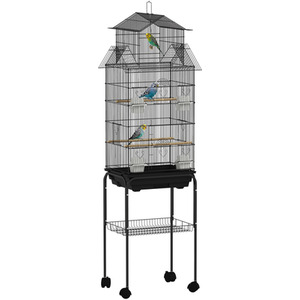 PawHut Bird Cage with Slide Tray for Small Birds - Black / 163cm by PawHut