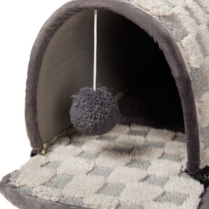 2 in 1 Cat Tunnel Bed - Grey