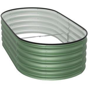 Oval Metal Raised Garden Bed - Light Green / 160cm / 42cm by Garden Sanctuary