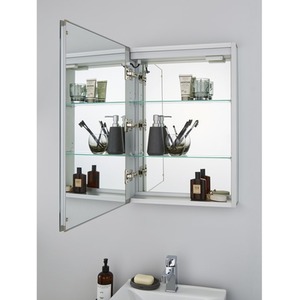 IP44 Illuminated Bathroom Mirror with Cabinet with 34w LED Light - Silver by Forum Lighting
