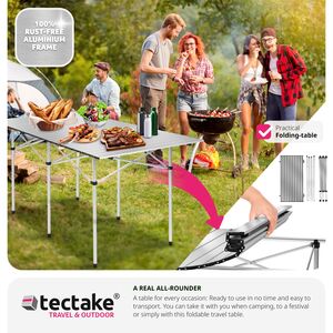 Camping Table Aluminium Foldable - Grey / 140cm by tectake