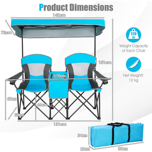 Double Sunshade Folding Chairs by Costway