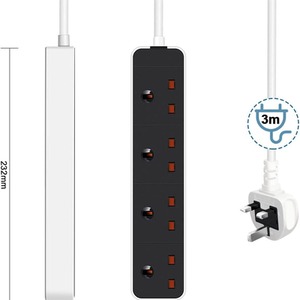 6 Way 3 Meter Extension lead - Black by BriStar