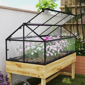 Outsunny Raised Garden Bed with Cold Frame Greenhouse Polycarbonate Panel by Outsunny