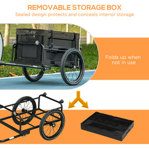 HOMCOM Bike Trailer with 65L Storage Box Foldable Steel Frame B71-062V00BU - Black by HOMCOM