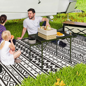 Outsunny 4.5ft Height Adjustable Camping Table with 2 Wing Panels - Black by Outsunny