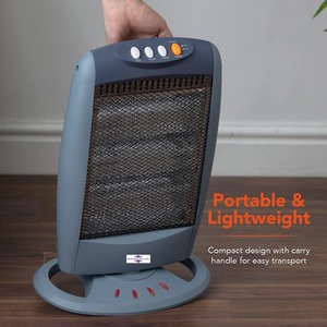 1200w Halogen Heater withReplaceable Tubes - Energy Saving - Grey by Highlands Homeware