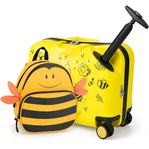 Kids Ride-on Hardshell Suitcase Backpack - Yellow by Costway