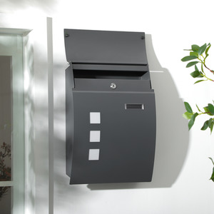 HOMCOM Wall Mounted Letter Box with 2 Keys - Anthracite Grey by HOMCOM