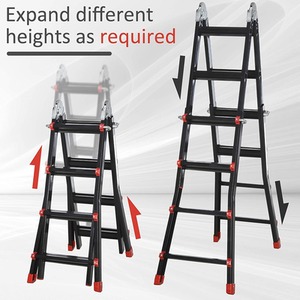 HOMCOM 4M Aluminium Duo Ladder - Black by HOMCOM