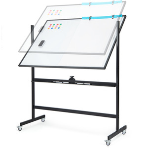 Mobile Whiteboard with Grid Patter Board - Black by Costway