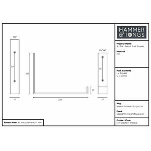 235mm Scaffold Board Iron Shelf Bracket - Black by Hammer and Tongs