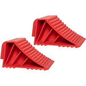 Set of 2 Heavy Duty Ridged Vehicle Wheel Chocks with Handles - Red by Samuel Alexander