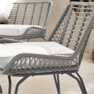 Outdoor Rattan Sofa - Lisbon Garden Sofa Chairs Table Set - Wicker and Cream - Grey by FurnitureboxUK