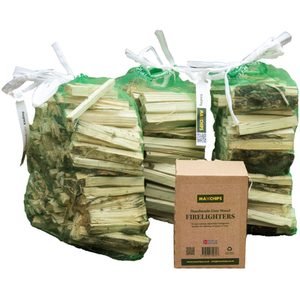 Kindling Nets and Firelighter Bundle - Brown / 3 Nets of kindling and 1 box of firelighters by Maxchips