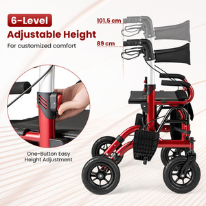2-in-1 Foldable Rolling Walker Wheelchair Combo by Costway