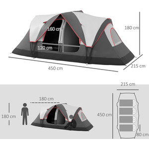 Outsunny Camping Tent with 2 Bedroom and Waterproof Rainfly by Outsunny