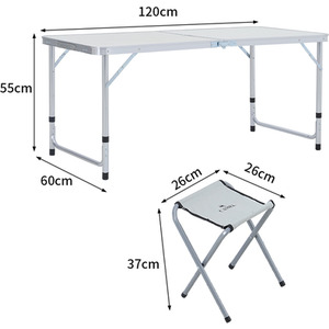 Portable Camping Table and 4 Stools Set - White by Kidkid