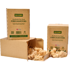 Natural Wood Wool Firelighters - Brown / 3 Boxes by Maxchips