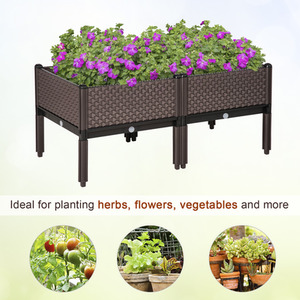 Outsunny Set of 2 Garden Raised Bed - Brown by Outsunny