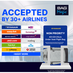 RyanAir Approved Cabin Holdall on Wheels - 20L, 40x25x20cm by Bordlite