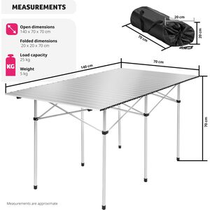 Camping Table Aluminium Foldable - Grey / 140cm by tectake