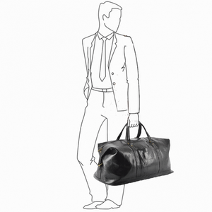 Extra Large Leather Travel Holdall 2081 - Black/vt by Ashwood Leather