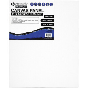 Pack of Three Art Studio Premium Canvas Panel - 27.9x35.5cm by Art Studio