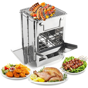 Portable Wood Burning Camping Stove - Silver