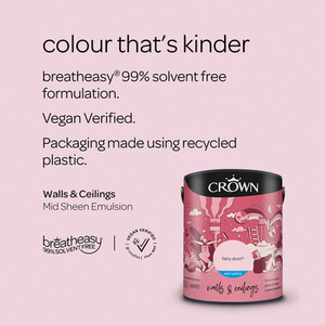 Crown Walls and Ceilings Mid Sheen Emulsion - Fairy Dust / 5l by Crown Paints