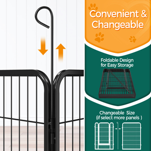 8 Panels Metal Dog Playpen Pet Exercise Barrier - Black / Large by Yaheetech