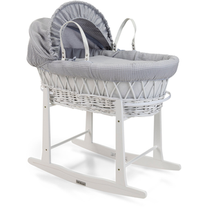 Waffle White Wicker Moses Basket - Grey by Clair de Lune
