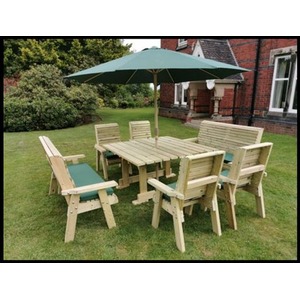 Ergo 8 Seater Square Set 4XC 2XB - wood by Churnet Valley Gerden Furniture